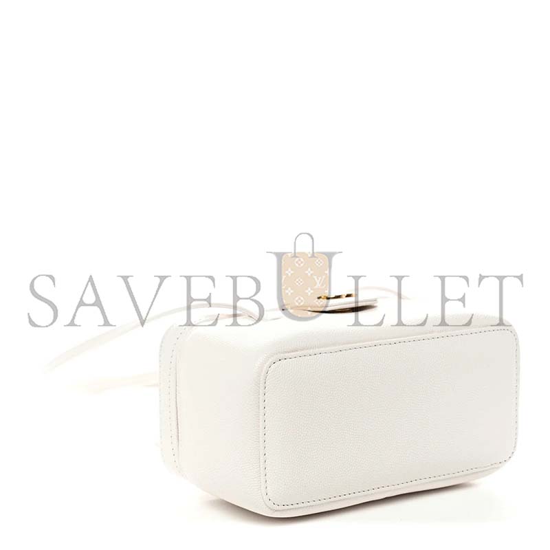 CHANEL MASTER SHINY CAVIAR PREPPY COCO LONG VANITY WITH STRAP WHITE (17*10*8cm)